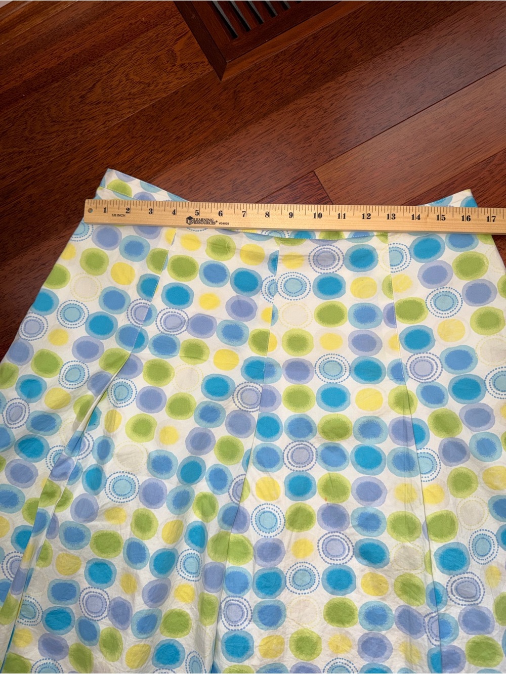 Rafaella A-Line Skirt in White with Blue and Green Dot Pattern - Picture 2 of 5